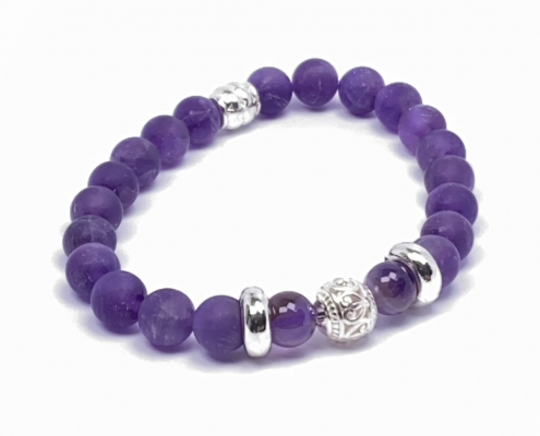 Amethyst matt echt Silber Armband Armband